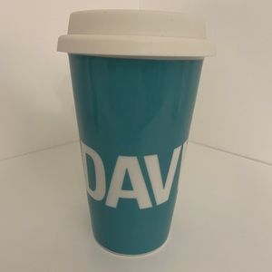 DAVIDS TEA Iconic Classic Ceramic Tumbler Coffee Mug with silicon top 10oz